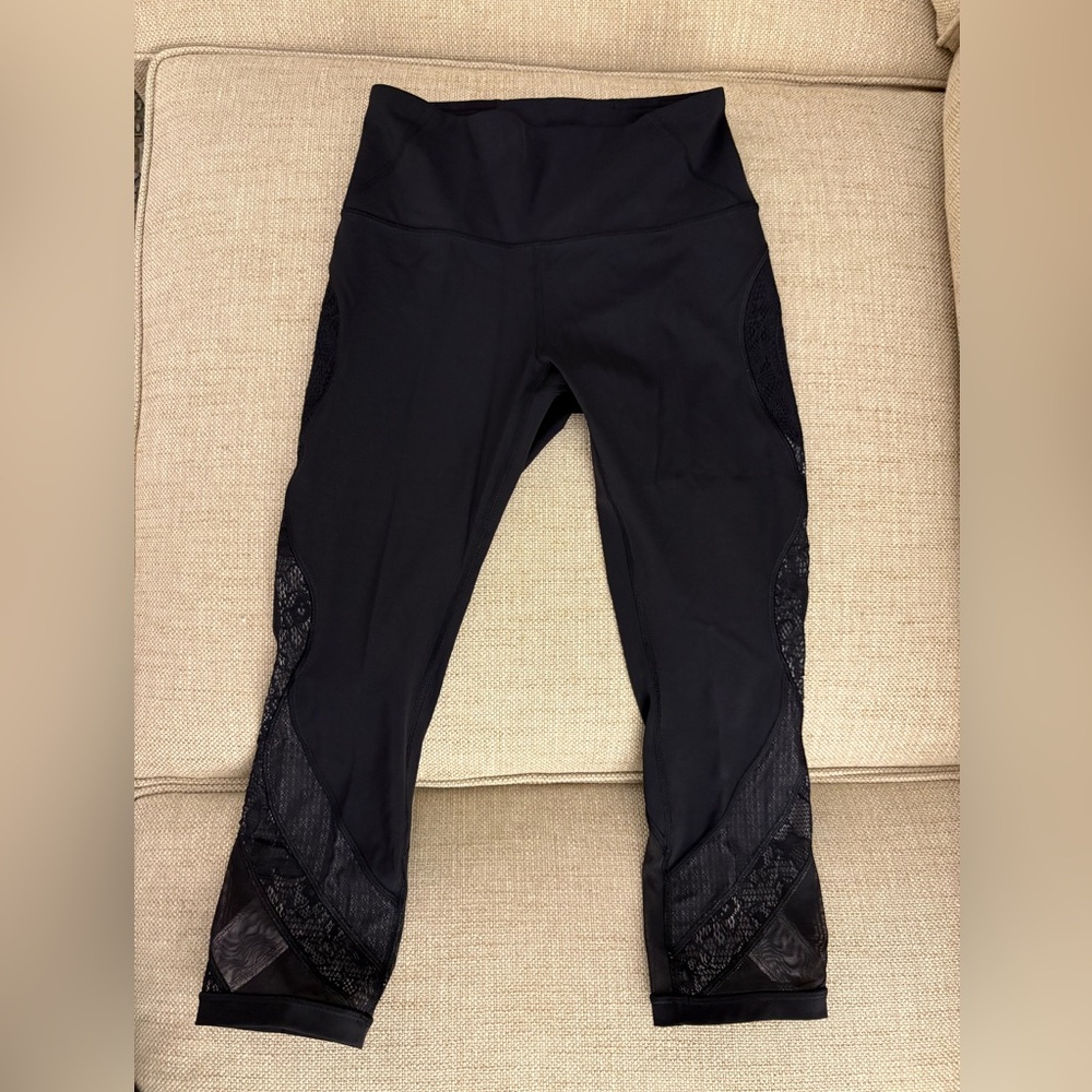 Lululemon Black Leggings with Lace Detail